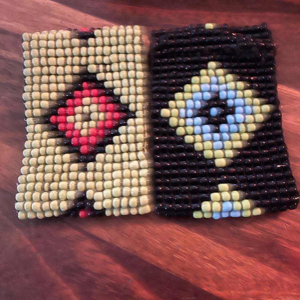 2 hand beaded bracelets